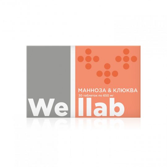 БАД для помощи при цистите Welllab МАННОЗА & КЛЮКВА, 30 таблеток